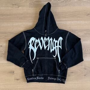 Revenge Zip Hoodie XXX Tentacion Kill  Contrast Stitch Size M Black White